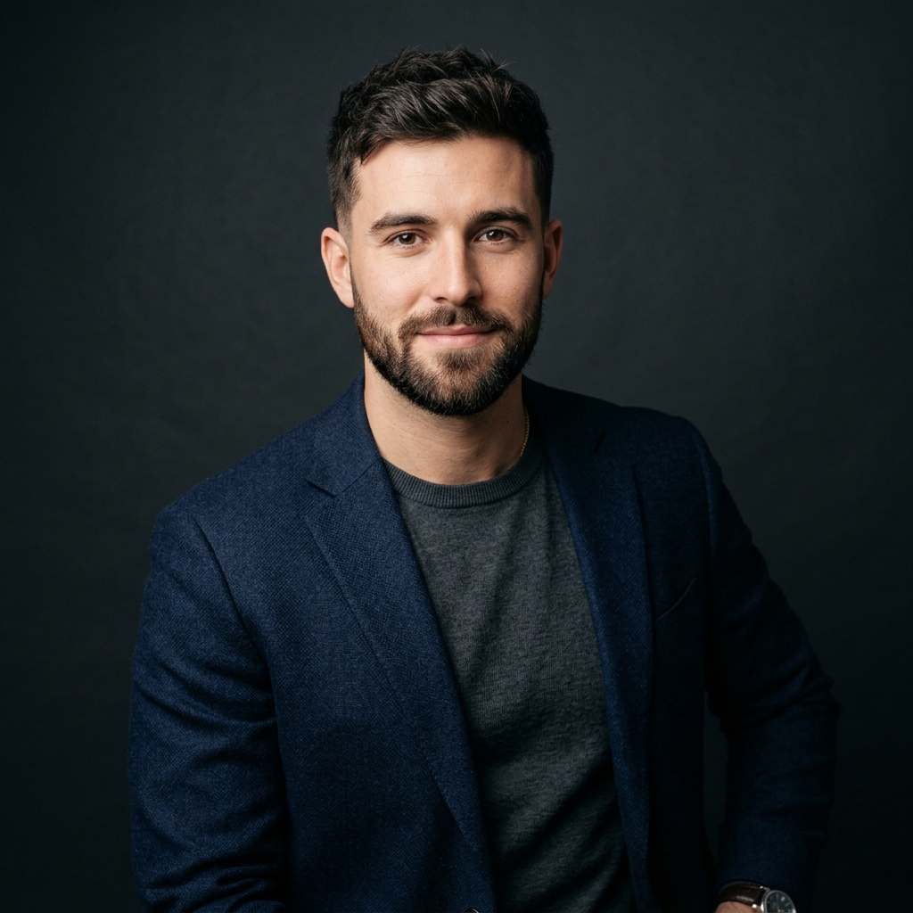 Young man with textured crop haircut